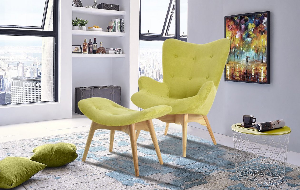 Кресло DС-917 цвет оливковый YR2214-12  ноги ясень-01