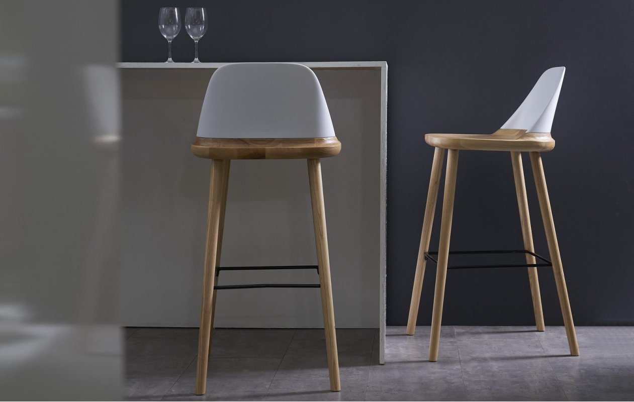 Стул барный BS-S123A белый/дерево