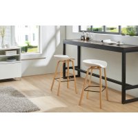 Стул барный BY003 белый бук/матовый черный металл