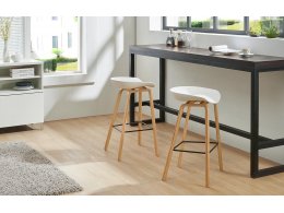 Стул барный BY003 белый бук/матовый черный металл