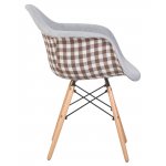 Стул обеденный DOBRIN DAW MONICA (ножки светлый бук, сиденье 009 коричневая клетка, бежевая ткань)