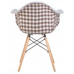 Стул обеденный DOBRIN DAW MONICA (ножки светлый бук, сиденье 009 коричневая клетка, бежевая ткань)