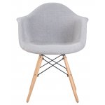 Стул обеденный DOBRIN DAW MONICA (ножки светлый бук, сиденье 009 коричневая клетка, бежевая ткань)