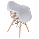 Стул обеденный DOBRIN DAW MONICA (ножки светлый бук, сиденье 009 коричневая клетка, бежевая ткань)