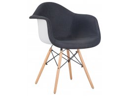 Стул обеденный DOBRIN DAW ROSS (ножки светлый бук, сиденье 012 белый пластик, чёрная ткань)