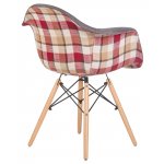 Стул обеденный DOBRIN DAW THOMAS (ножки светлый бук, сиденье 010 яркая клетка, серая ткань)