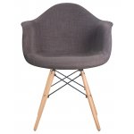 Стул обеденный DOBRIN DAW THOMAS (ножки светлый бук, сиденье 010 яркая клетка, серая ткань)