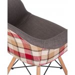Стул обеденный DOBRIN DAW THOMAS (ножки светлый бук, сиденье 010 яркая клетка, серая ткань)