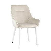 Стул Диана велюр кремовый ножки белые