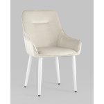 Стул Диана велюр кремовый ножки белые