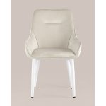 Стул Диана велюр кремовый ножки белые