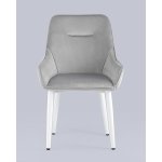 Стул Диана велюр серый ножки белые