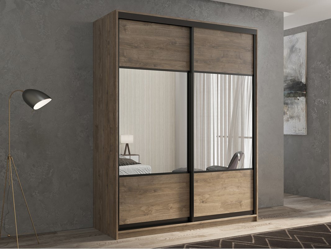 КААППИ-6 Шкаф-купе 2-х дверный 120*60 (ЛДСП/зеркало/ЛДСП/зеркало)