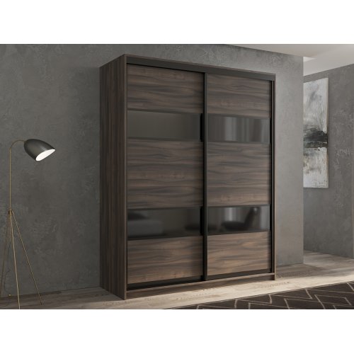 КААППИ-7 Шкаф-купе 2-х дверный 140*60 (ЛДСП/стекло черное)