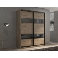 КААППИ-7 Шкаф-купе 2-х дверный 160*60  (ЛДСП/стекло черное)