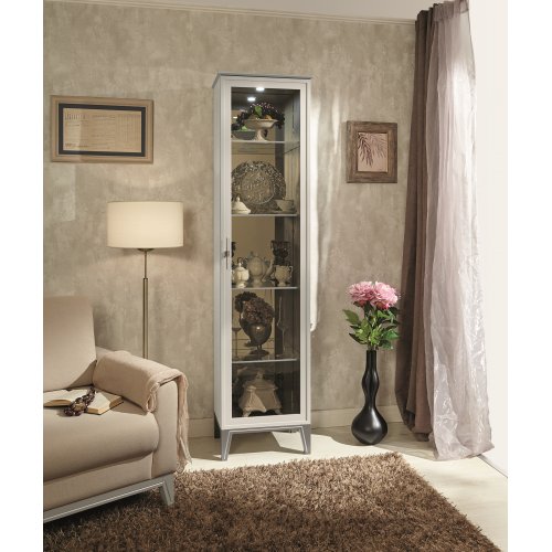 PALMARI P2210=ВИТРИНА 1 ДВ. С ЗЕРКАЛОМ ПОЛКИ СТЕКЛО 4 ШТ