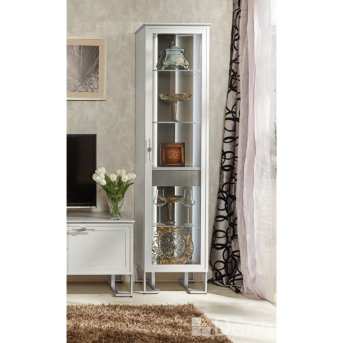 PALMARI P2360=ВИТРИНА 1 ДВ. БЕЗ ЗЕРКАЛА ПОЛКИ СТЕКЛО 4 ШТ НА МЕТАЛЛИЧЕСКИХ НОЖКАХ