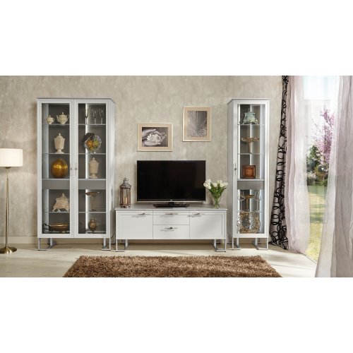 PALMARI P2370=ВИТРИНА 2 ДВ. БЕЗ ЗЕРКАЛА ПОЛКИ СТЕКЛО 4 ШТ НА МЕТАЛЛИЧЕСКИХ НОЖКАХ