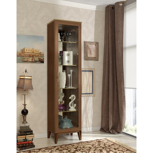 PALMARI P3210=ВИТРИНА 1 ДВ. С ЗЕРКАЛОМ ПОЛКИ СТЕКЛО 4 ШТ