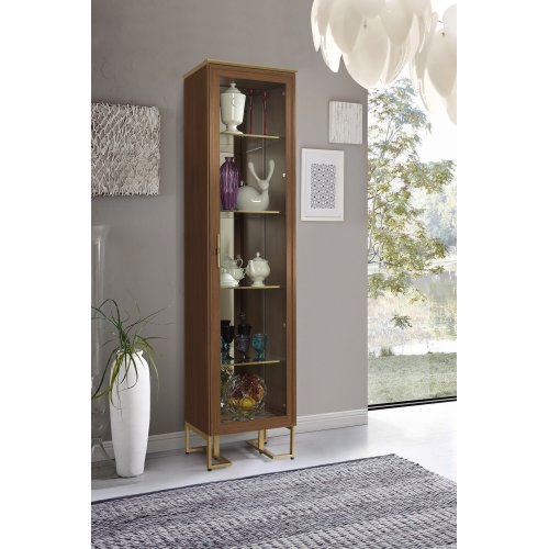 PALMARI P3290=ВИТРИНА 1 ДВ. С ЗЕРКАЛОМ ПОЛКИ СТЕКЛО 4 ШТ НА МЕТАЛЛИЧЕСКИХ НОЖКАХ