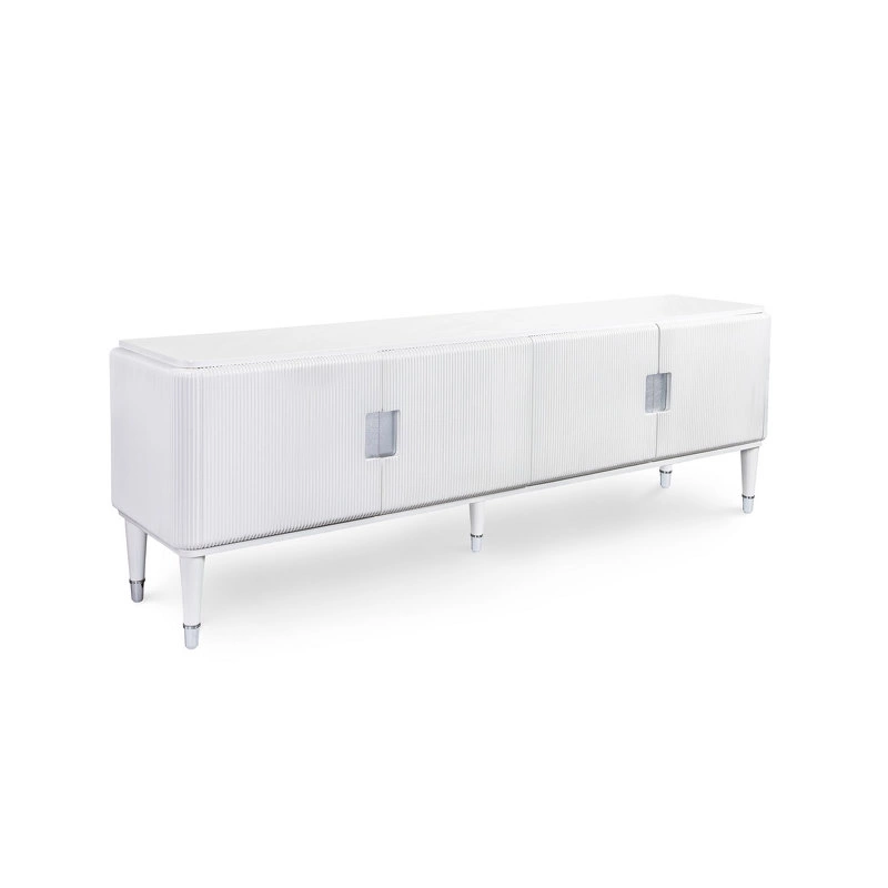 ТВ тумба RIMINI отделка белый блестящий лак, ручки хром