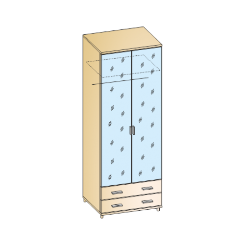 ГРЕЙС Шкаф 2-х дверный с 2-я зеркалами ШК-5007