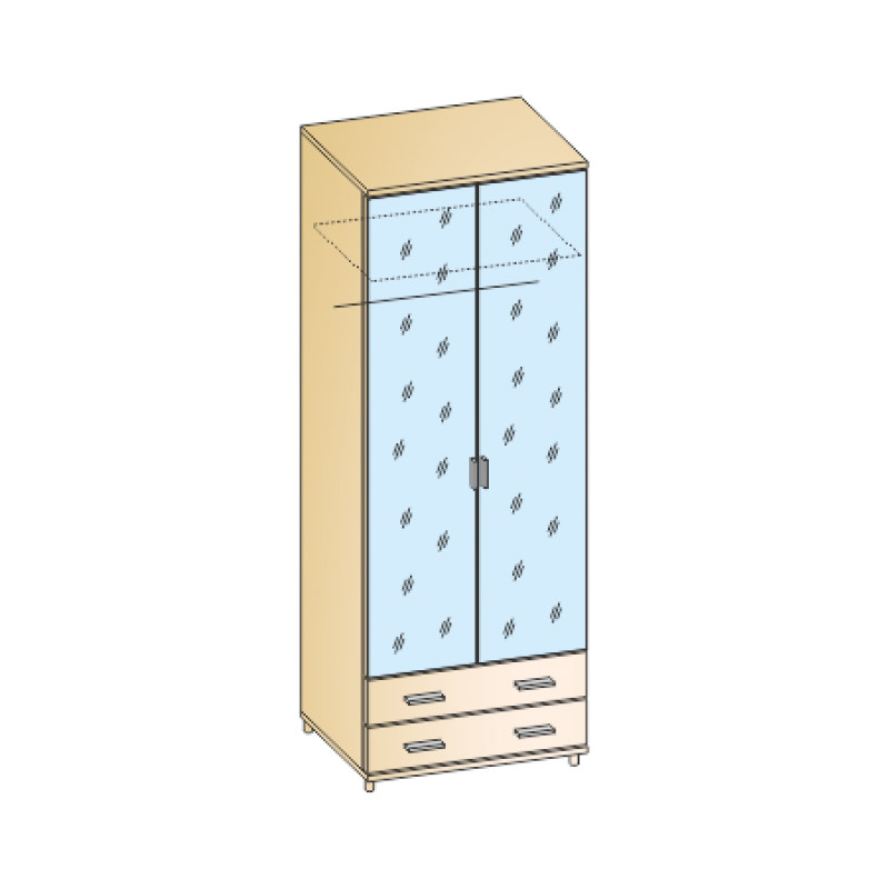 ГРЕЙС Шкаф 2-х дверный с 2-я зеркалами ШК-5007