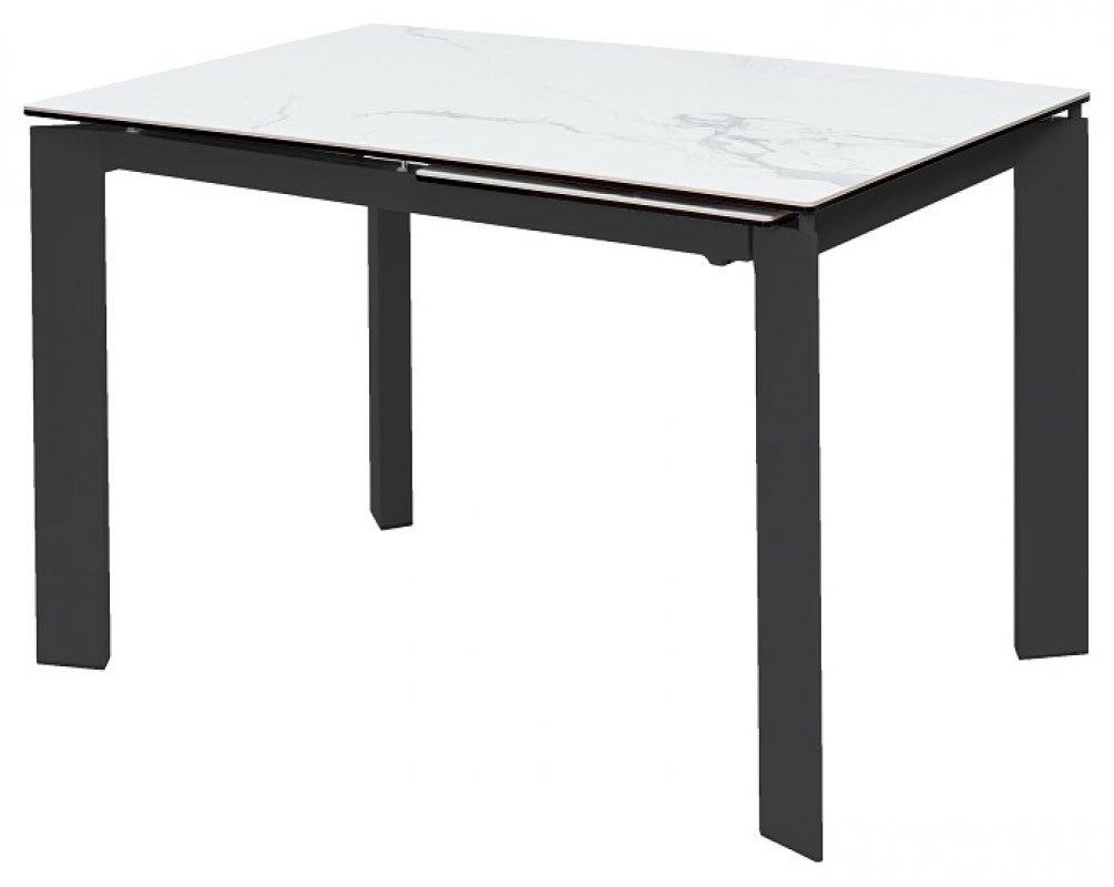 Стол CORNER 120 HIGH GLOSS STATUARIO керамика/ черный каркас М-City