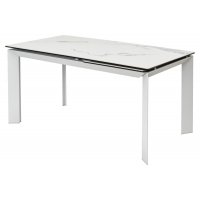 Стол CREMONA 140 MATTE STATUARIO Белый мрамор матовый, керамика/ белый каркас М-City