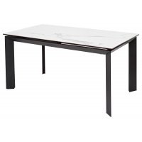 Стол CREMONA 140 MATTE STATUARIO Белый мрамор матовый, керамика/ черный каркас М-City