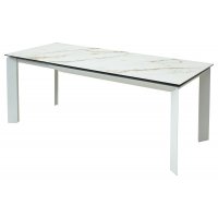 Стол CREMONA 180 KL-188 Контрастный мрамор матовый, итальянская керамика/ белый каркас М-City