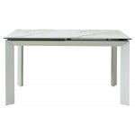 Стол CREMONA 180 KL-188 Контрастный мрамор матовый, итальянская керамика/ белый каркас М-City