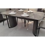Стол RASMUS 160 KL-80 Серый мрамор, итальянская керамика / черный каркас М-City
