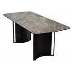 Стол RASMUS 160 KL-80 Серый мрамор, итальянская керамика / черный каркас М-City