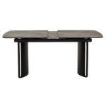 Стол RASMUS 160 KL-80 Серый мрамор, итальянская керамика / черный каркас М-City