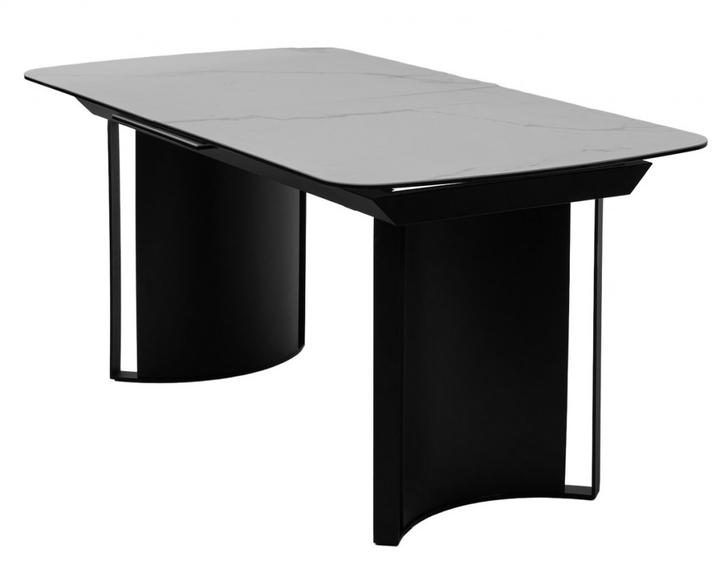 Стол RASMUS 160 TL-45 Белый мрамор, испанская керамика / черный каркас М-City