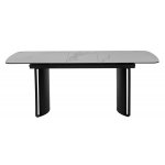 Стол RASMUS 160 TL-45 Белый мрамор, испанская керамика / черный каркас М-City