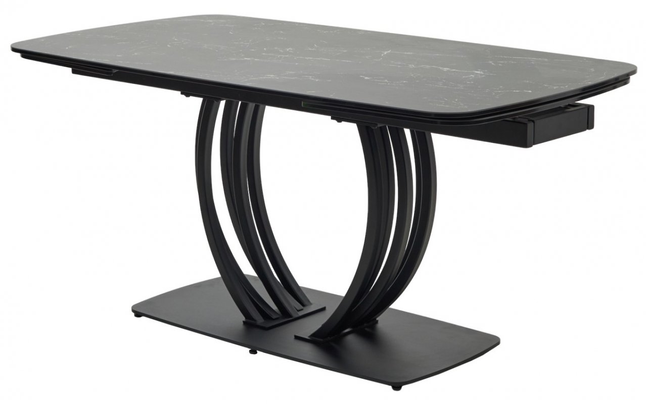 Стол MATERA 160 NERO KL-116 Черный мрамор матовый, итальянская керамика/ черный каркас М-City
