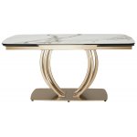 Стол MATERA 160 KL-188 Контрастный мрамор матовый, итальянская керамика/ каркас цвета шампань М-City