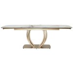 Стол MATERA 160 KL-188 Контрастный мрамор матовый, итальянская керамика/ каркас цвета шампань М-City