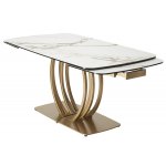 Стол MATERA 160 KL-188 Контрастный мрамор матовый, итальянская керамика/ каркас цвета шампань М-City