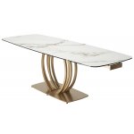 Стол MATERA 160 KL-188 Контрастный мрамор матовый, итальянская керамика/ каркас цвета шампань М-City