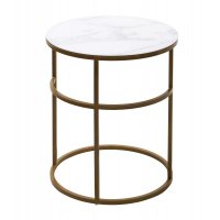 Журнальный столик Френсис Белый мрамор, стекло/ золотой каркас M-city