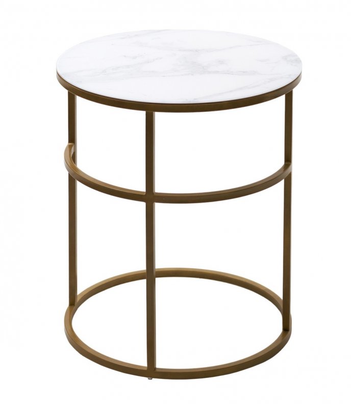 Журнальный столик Френсис Белый мрамор, стекло/ золотой каркас M-city