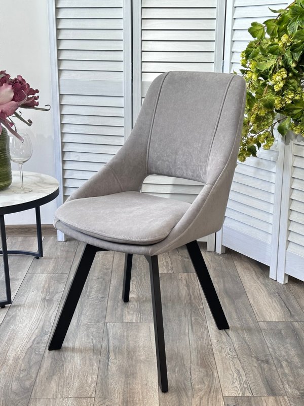 Стул ASP, 360 град. поворот. B22 Серый, велюр / черный каркас, М-City