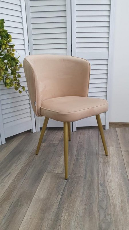 Стул МОНЕ ZIZI 605 Латте, велюр / Золотой каркас M-City