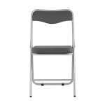 Складной стул Джонни экокожа серый каркас металлик