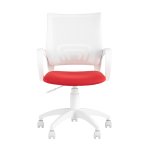 Кресло офисное TopChairs ST-BASIC-W красная ткань крестовина белый пластик