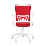 Кресло офисное Topchairs ST-BASIC-W спинка белая сетка сиденье красная ткань крестовина белый пластик