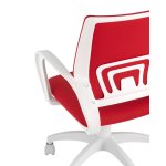 Кресло офисное Topchairs ST-BASIC-W спинка белая сетка сиденье красная ткань крестовина белый пластик